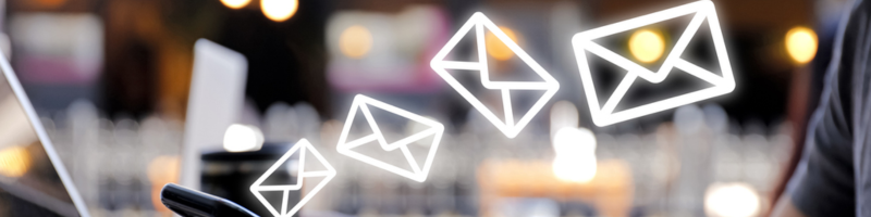 A stock image with email letter icons across the image
